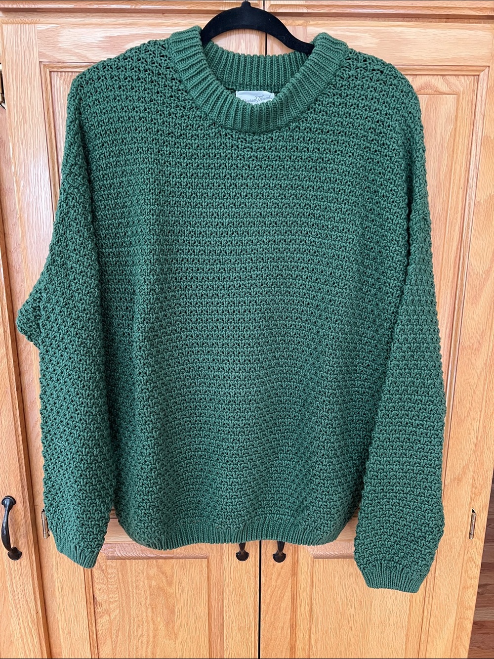 Cozy Forest Green Crewneck Sweater - Women's Relaxed Fit